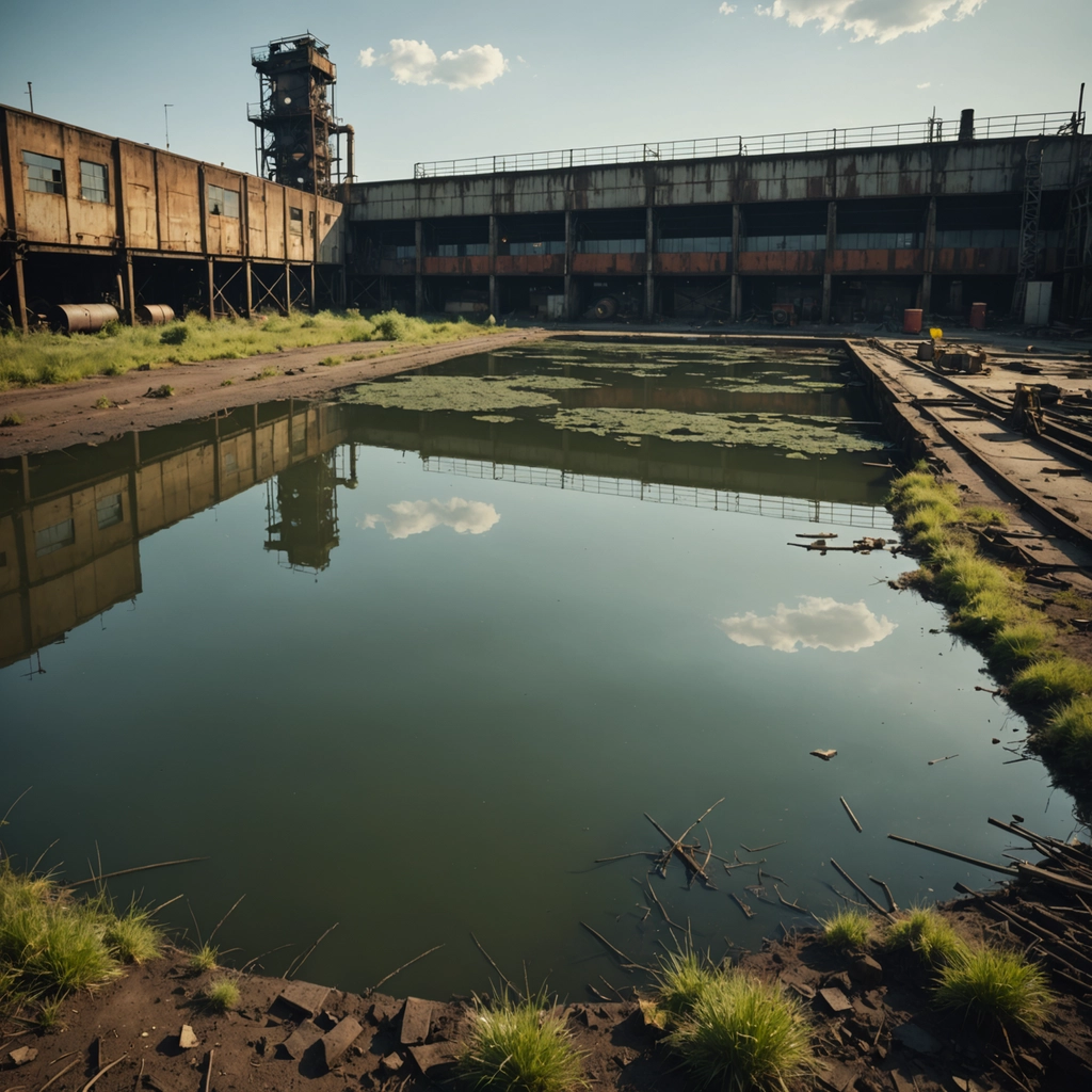 Löschwasserteich vor der Reinigung Teichreinigung24