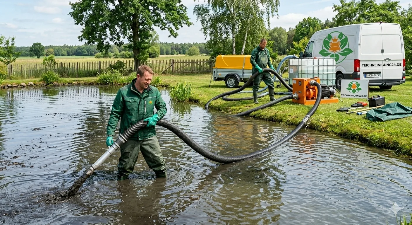 Team Teichreinigung24 bei der Arbeit