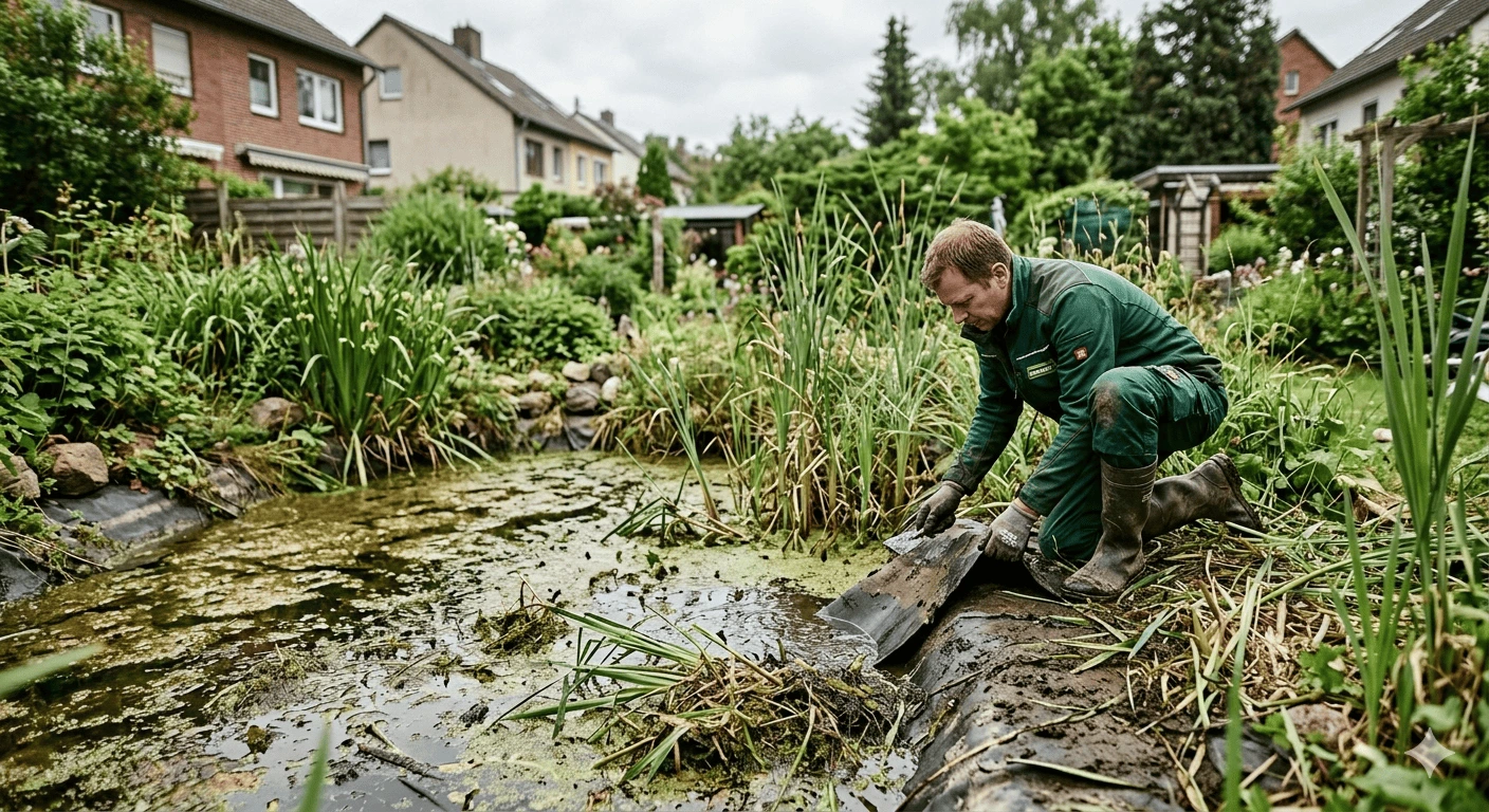 Pflanzenrückschnitt als erster Schritt der professionellen Teichreinigung